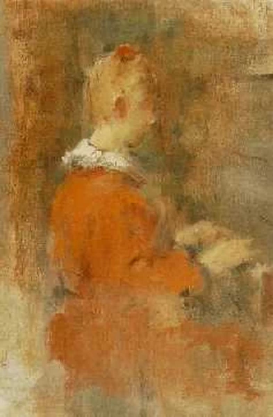 Ragazza in rosso al pianoforte